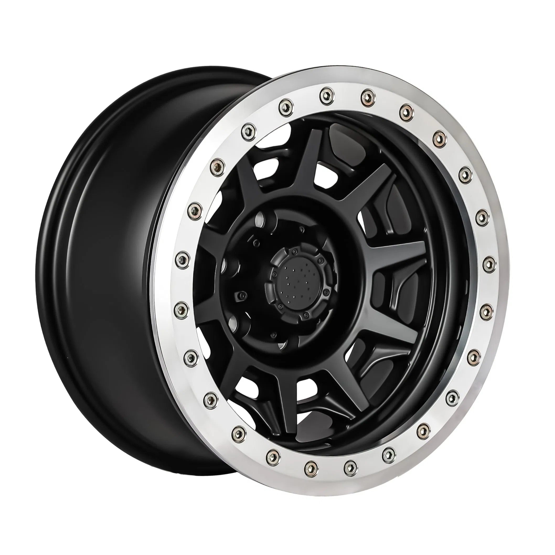 Matt Black High Performance Alloy Wheel with Silver True Beadlock