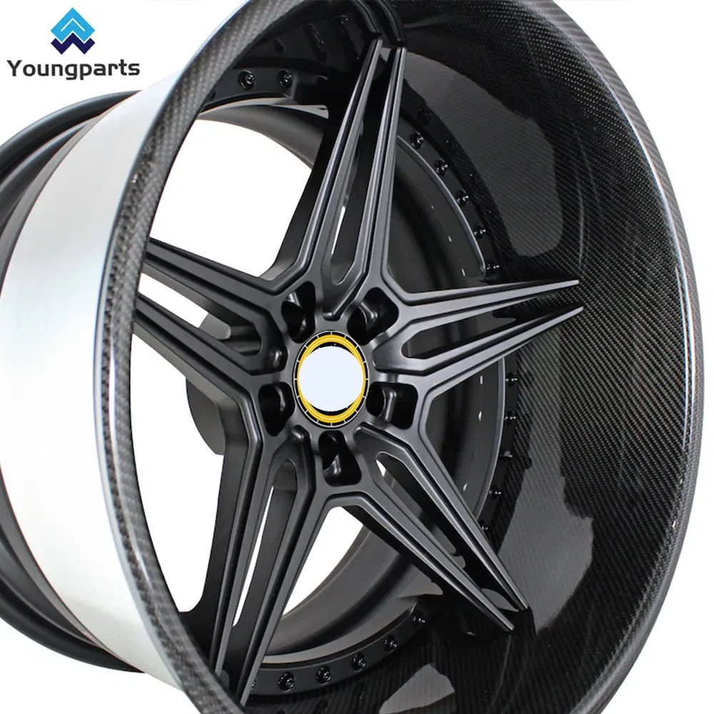 Youngparts 3 Piece Forged Carbon Fiber Wheels 5X120/5X114.3/5X112 Custom Rim Full Et 50mm Aluminium Alloy New for Passenger Cars