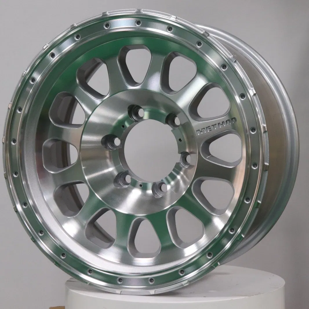 Polished Silver Beadlock Style Alloy Wheels, 17-20 Inch off-Road Rims, Heavy Duty Aftermarket Wheels