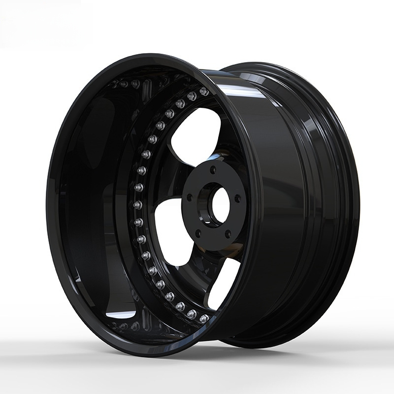 Fashion Golden Lip Custom Casting Car Rim with Rivets Passenger Aluminum Alloy Forged Wheels 15 Inch 4 5 6 8 Holes