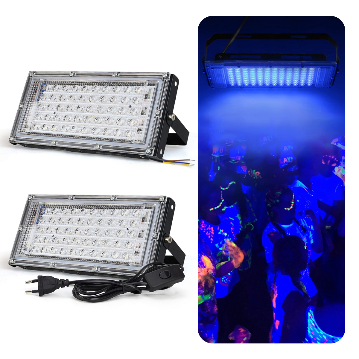 Led Uv Floodlight 50w 100w 395nm Curing Lamp Floodlights Germicidal Plug Lights Fluorescent Detection Outdoor Ultraviolet Light