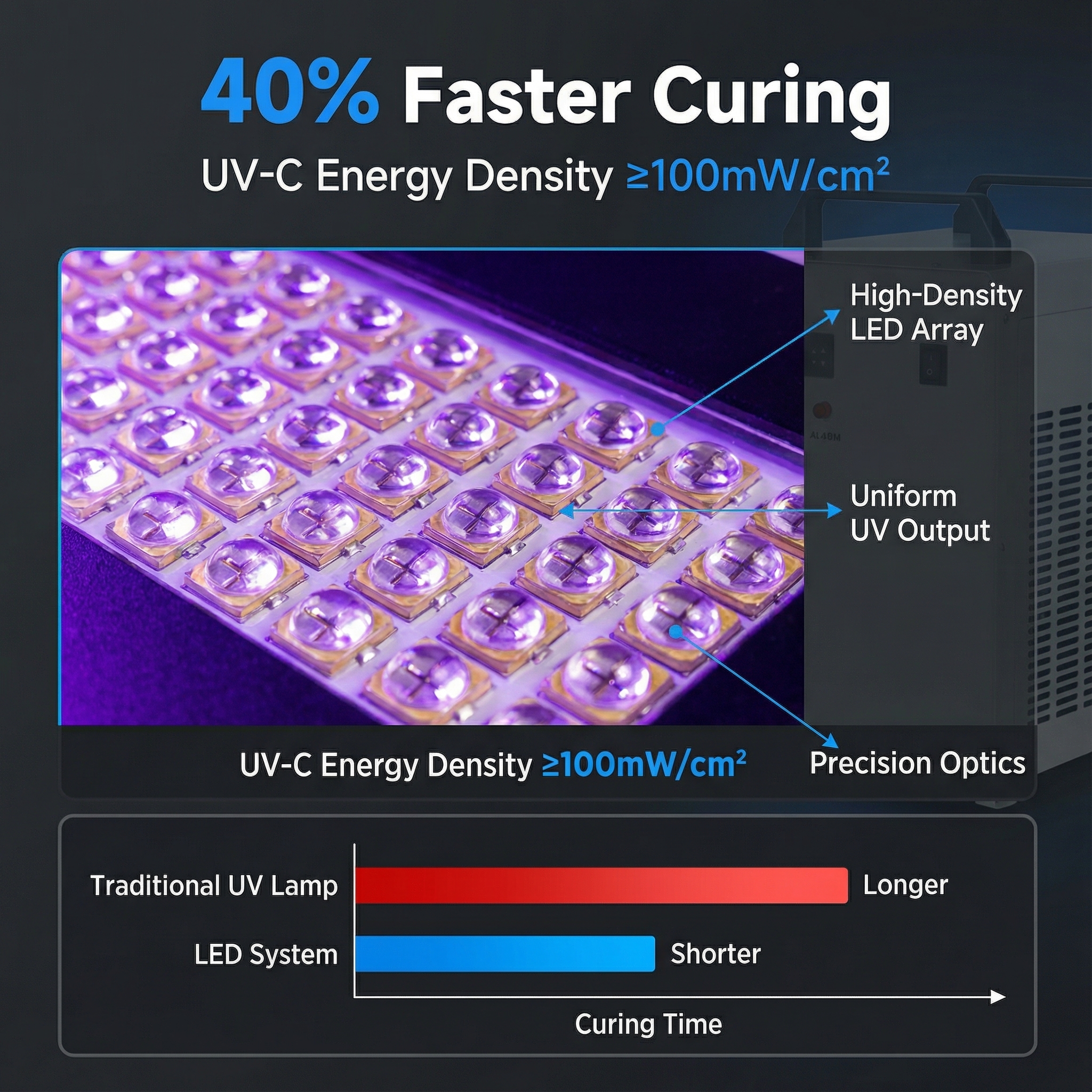 1440W New Semi-Automatic Aluminum UV LED Curing System for Car Paint Inspection and Printing Applications China Wholesale