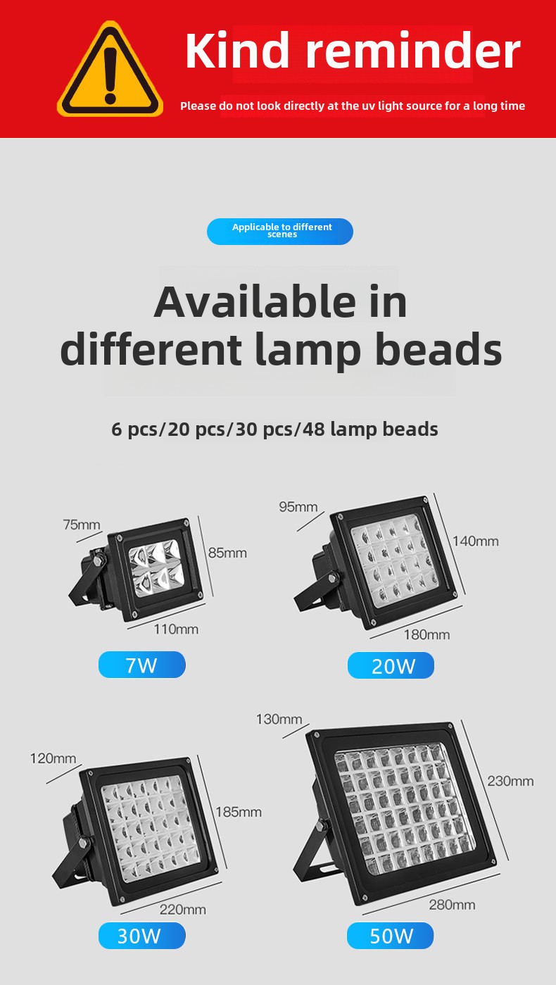 LED UV Curing Lamp 405nm 395nm 365nm Ultraviolet Light for Party Solidify Photosensitive Resin PCB Repair Handwork DIY Curing