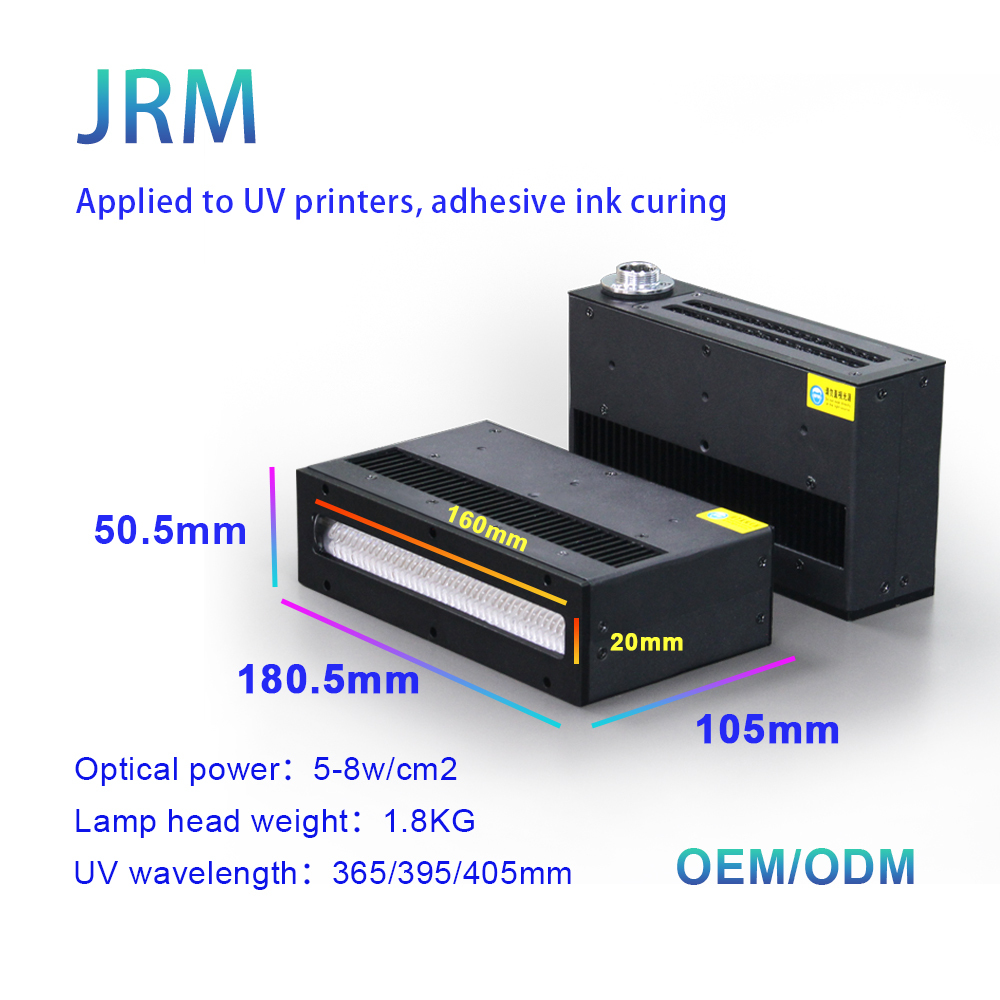 Fast Drying UV Lamp 160x20mm 365/395/405nm Air-cooled UV LED Ink Curing Module for Inkjet Printer