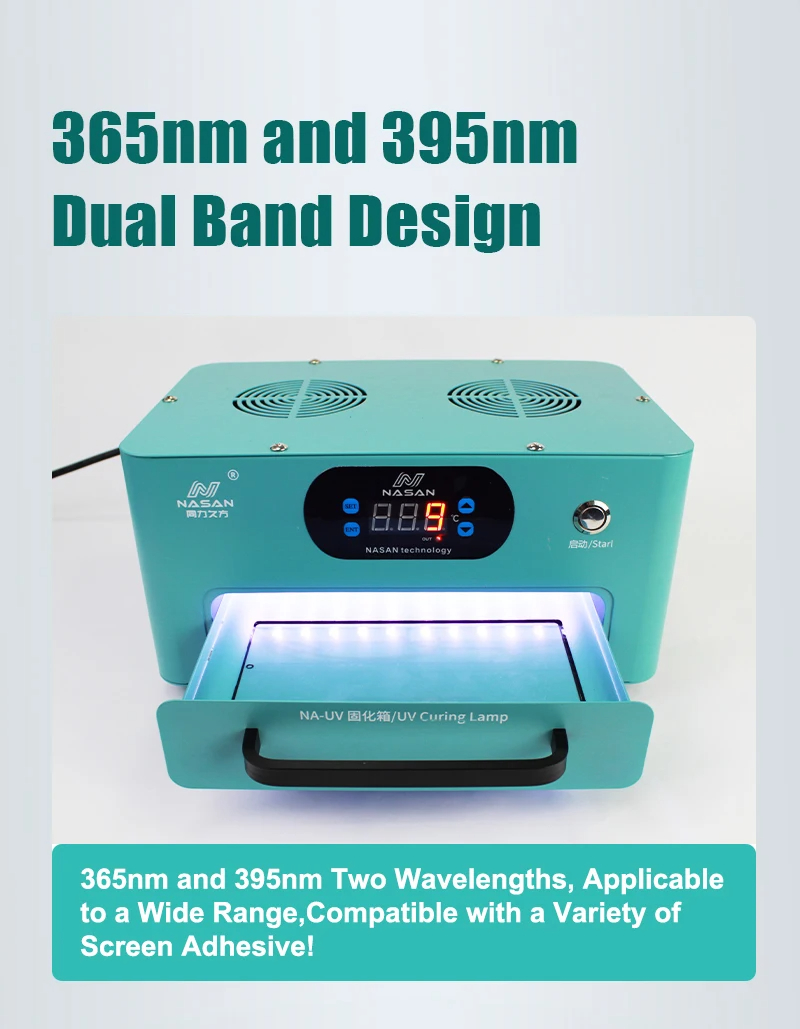 NA-UV UV Curing Light Dual Wavelength UV LED Curing System for Optical Adhesive and Solder Mask Curing