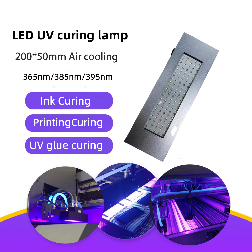 UV Adhesives Curing LED UV Curing Flood Lamp System 365/395/405nm Wavelength 200*50mm Curing Area