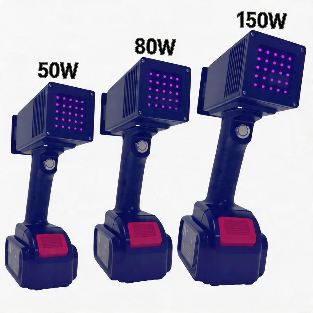 NEW 365nm High Power LED Ultraviolet Curing Light 50W/80W/150W UV Lamp For Industrial Inspection Rechargeable Portable UV Lights