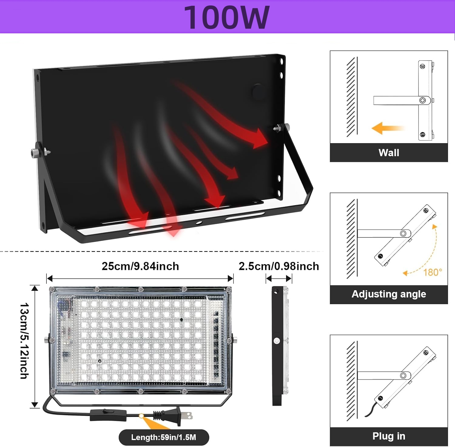 Powerful 50W - 400W LED UV Black Light