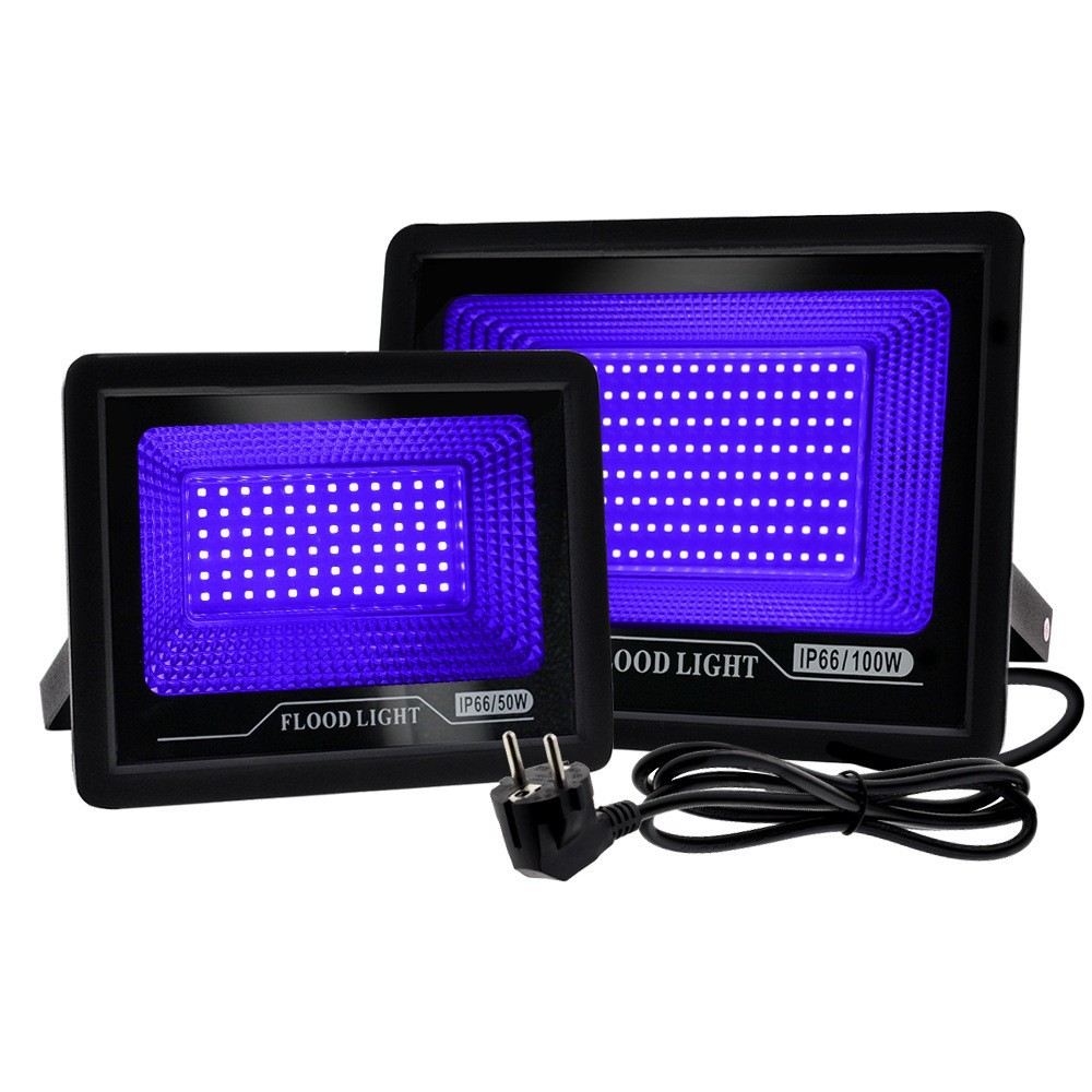 Black Light Purple 365nm 395nm 400nm UV Curing LED Flood Lamp Glass Material for Medical Foot Tile Curing 110V 220V Power Supply