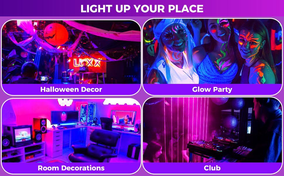 UV Flood Light 30W Outdoor Floodlight Ultraviolet Fluorescent Stage Lamp Curing IP66 Waterproof 100V-240V for Disco Party
