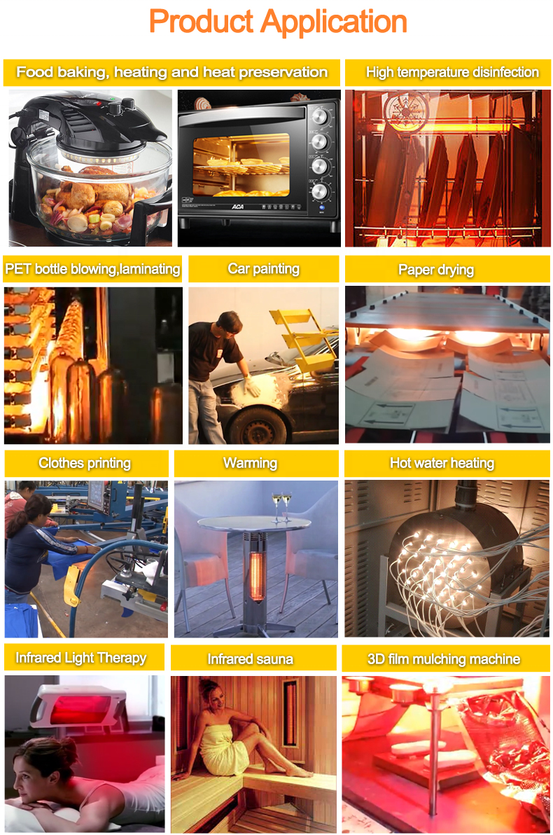 565mm 240v1500w Screen Printing Flash Cures Lamp Halogen Quartz Tube for Flash Dryer