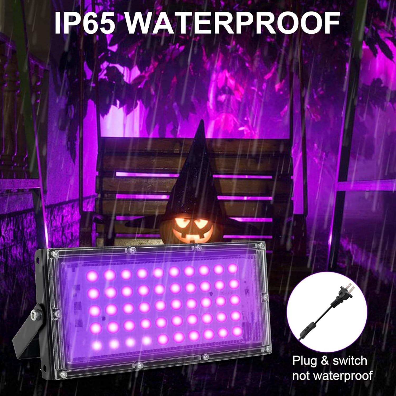 Ultra Thin 50W-300W LED UV Black Light IP66 Waterproof Flood Light 395nm UV Curing Lamp UV Purple Home Portable Christmas Wall