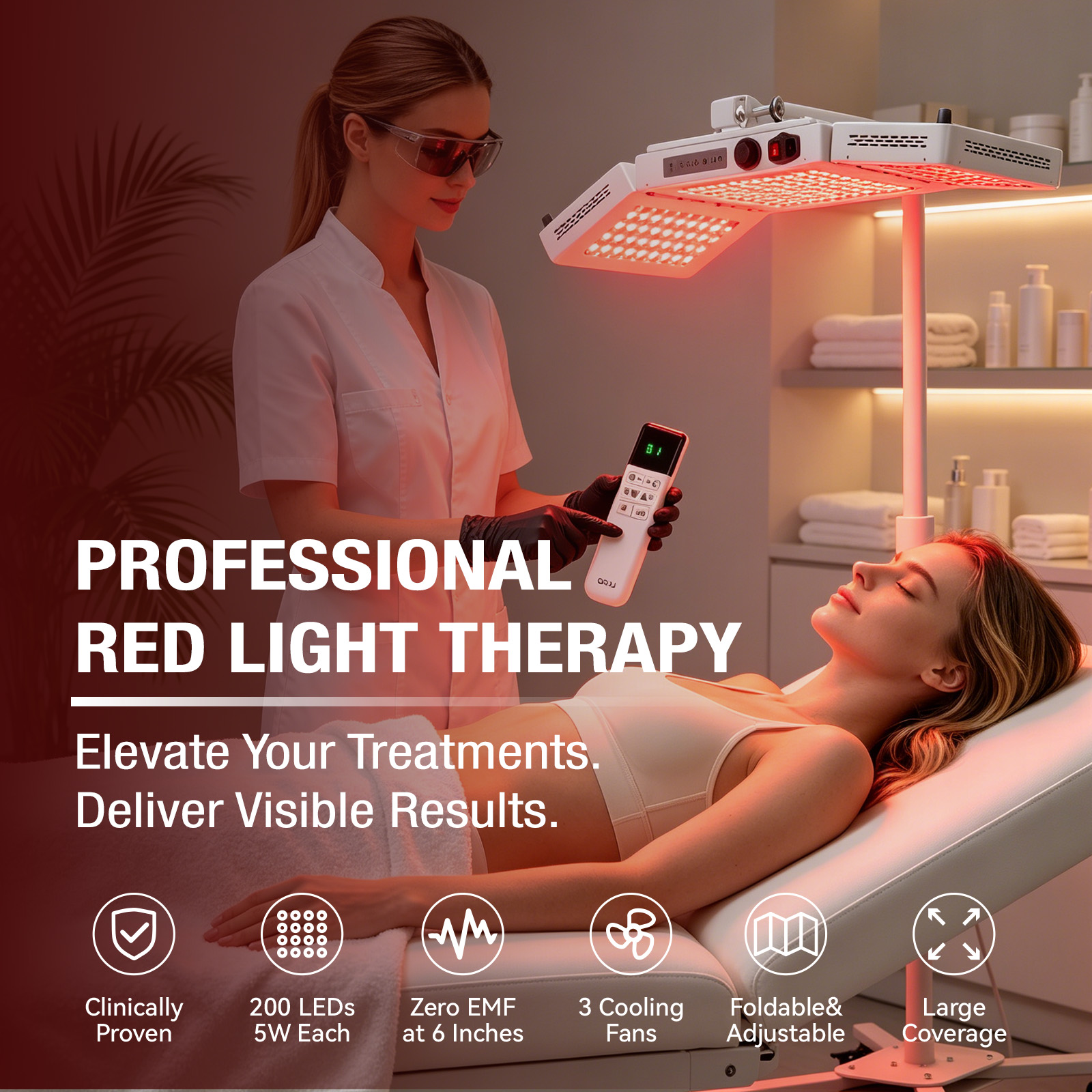 Professional Tri-Fold 1000W Dual Wavelength Red Light Therapy Panel PDT Machine For Home