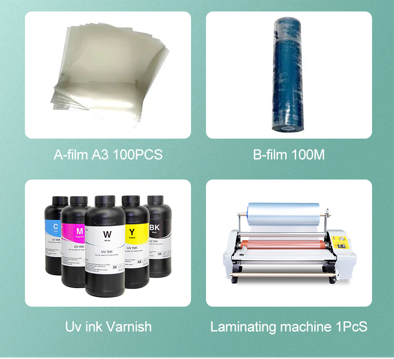 A3 A4 Multifunctional LED UV Flatbed Printer C+W+Varnish Phone Case, Glass,Cylinder Bottle Multi-layer Small UV Printer