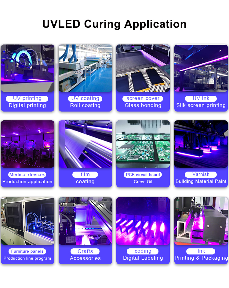 Custom 365nm 395nm High Power Air Cooling UV LED Curing Lamp System For Screen Printing Machine