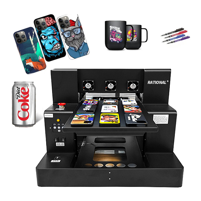 A3 A4 Multifunctional LED UV Flatbed Printer C+W+Varnish Phone Case, Glass,Cylinder Bottle Multi-layer Small UV Printer