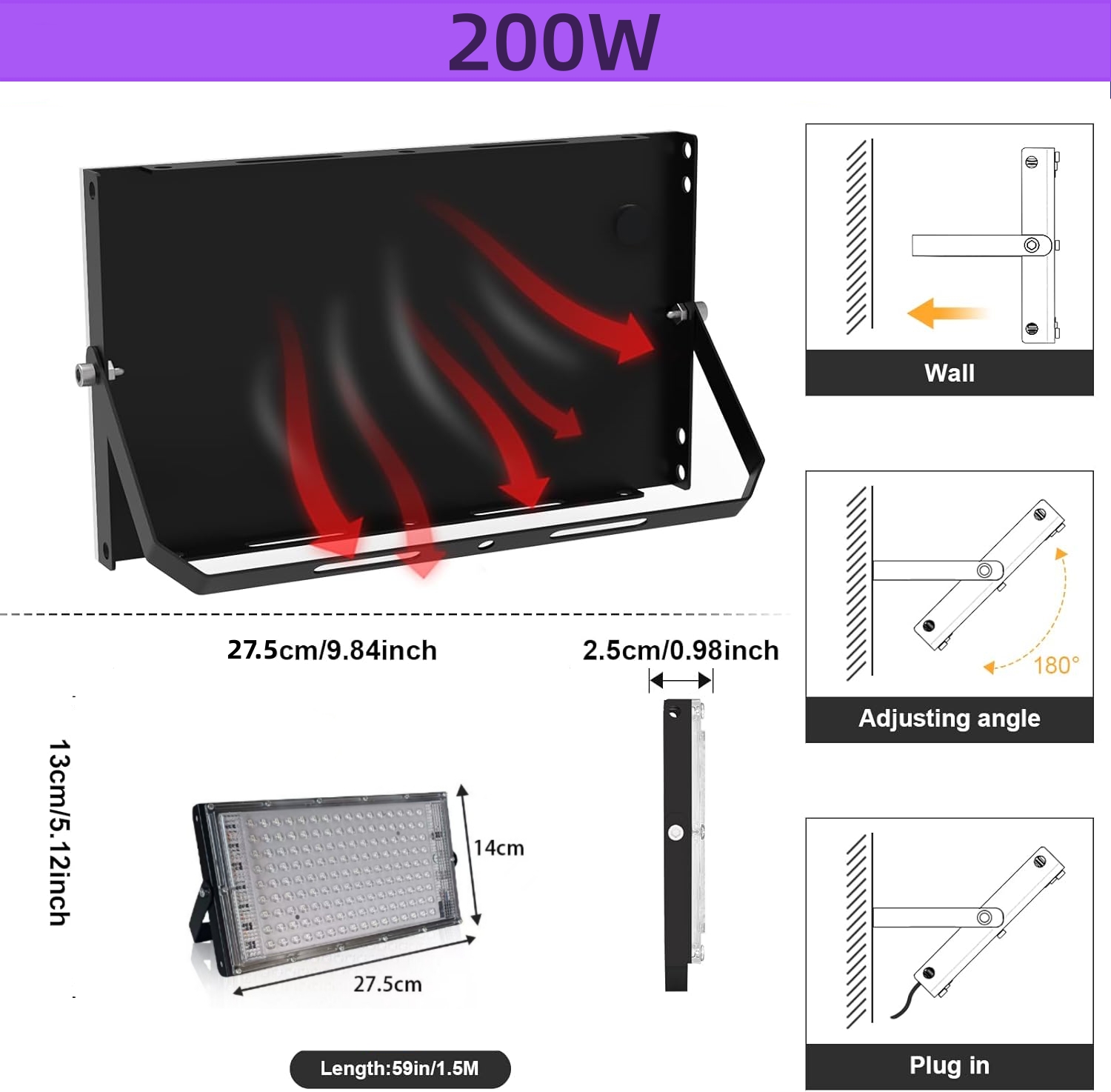 Powerful 50W - 400W LED UV Black Light