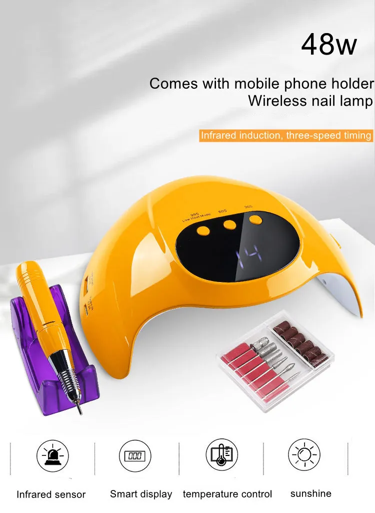 Cross-Border Spot New Written Test Nail Polisher Two-in-One High-Power 48W Smart Sensor Nail Phototherapy Lamp
