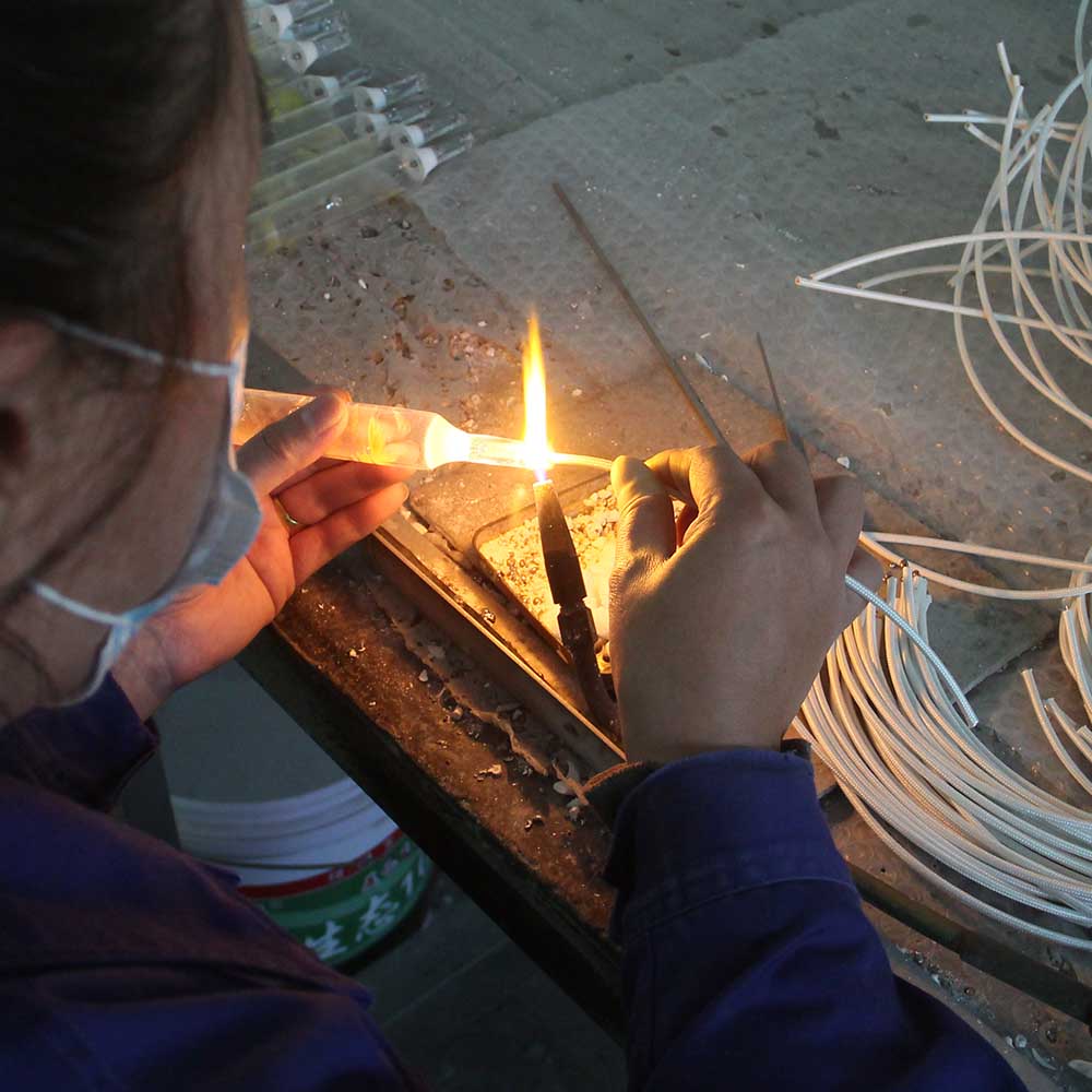 Installing leads for curing lamps