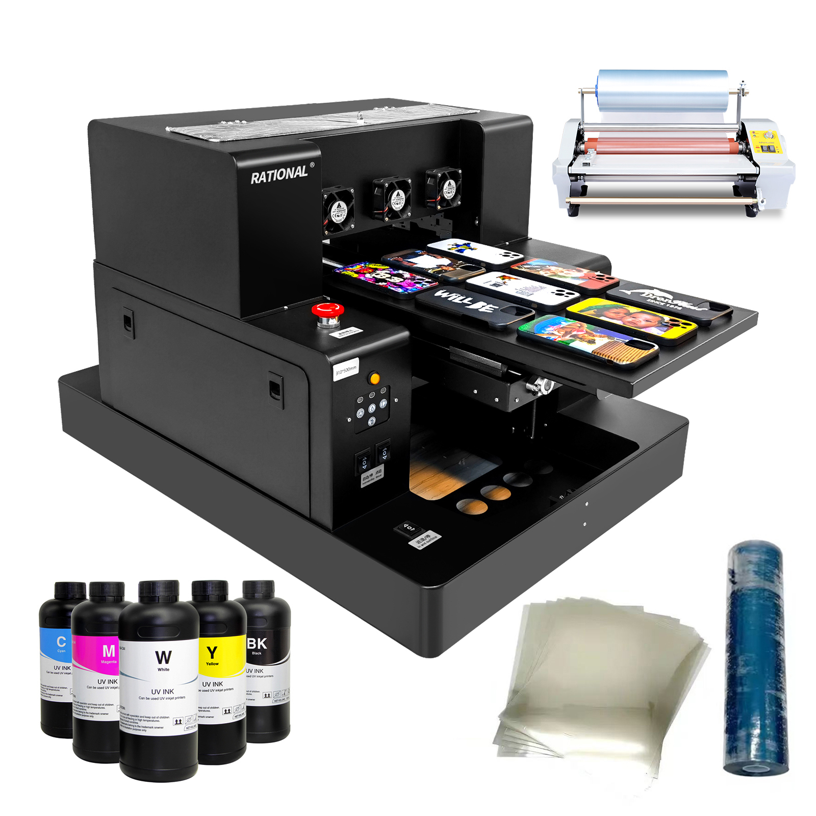 A3 A4 Multifunctional LED UV Flatbed Printer C+W+Varnish Phone Case, Glass,Cylinder Bottle Multi-layer Small UV Printer