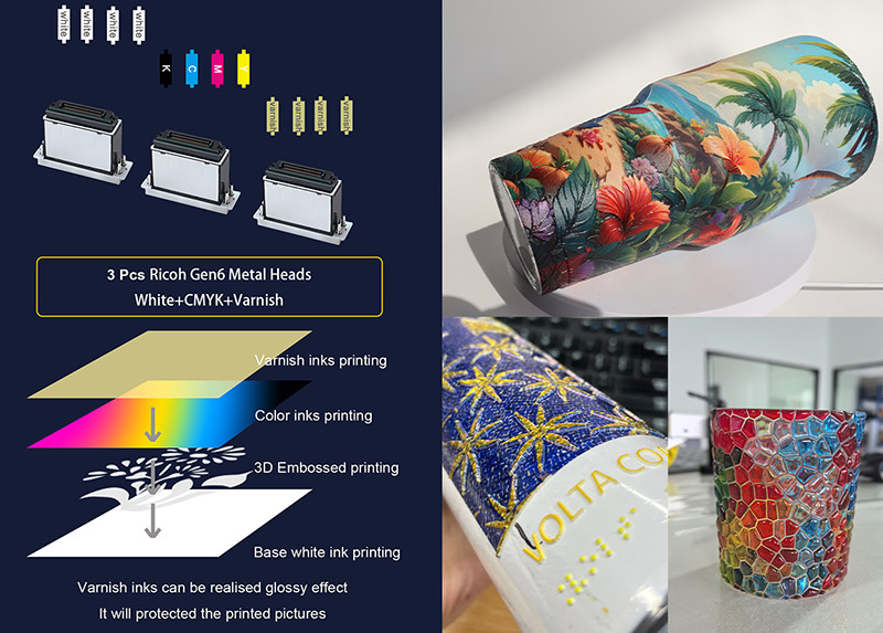 2026 New High Precision Ricoh Gen6 High Droplet 360 Seamless Cylinder UV Printer For Tapered Bottle And Tumbler
