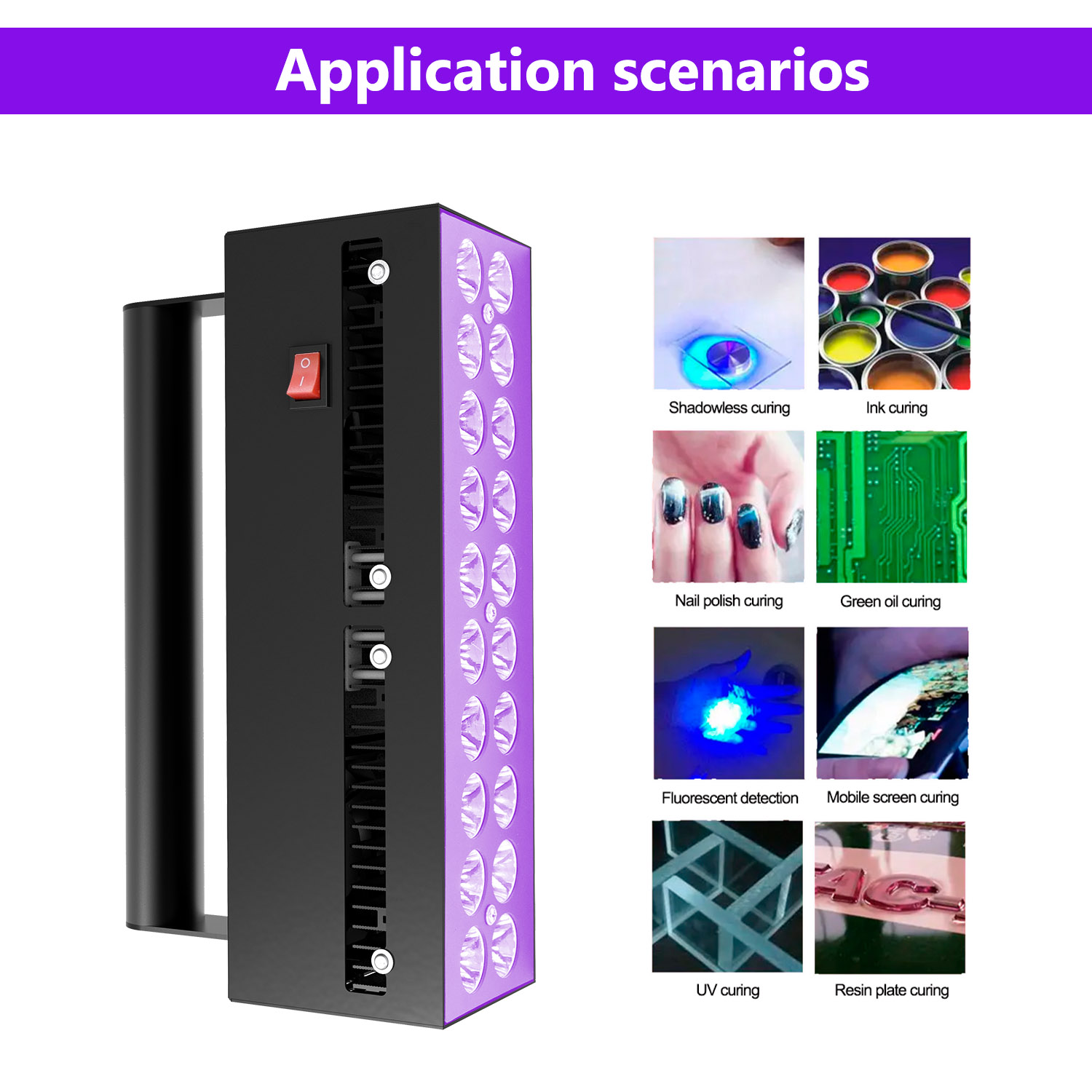 YXO YUXINOU 200W 365NM LED UV Curing Lamp Portable For Office &amp; Home Use Fast Dry Ink Varnish Adhesive 3D Printing PCB Board