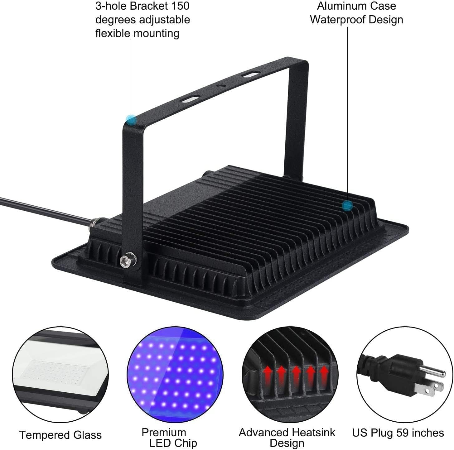 LED UV Flood Light 395nm Slim Waterproof Graphene USB Curing Party Blacklight