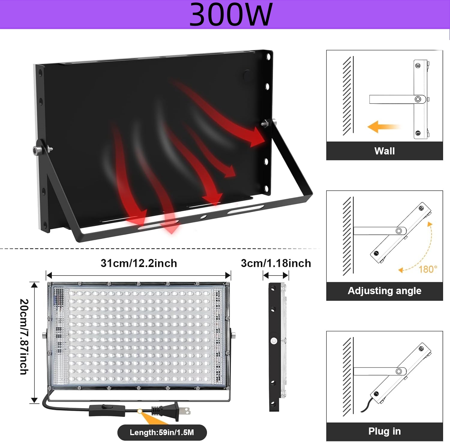 Powerful 50W - 400W LED UV Black Light