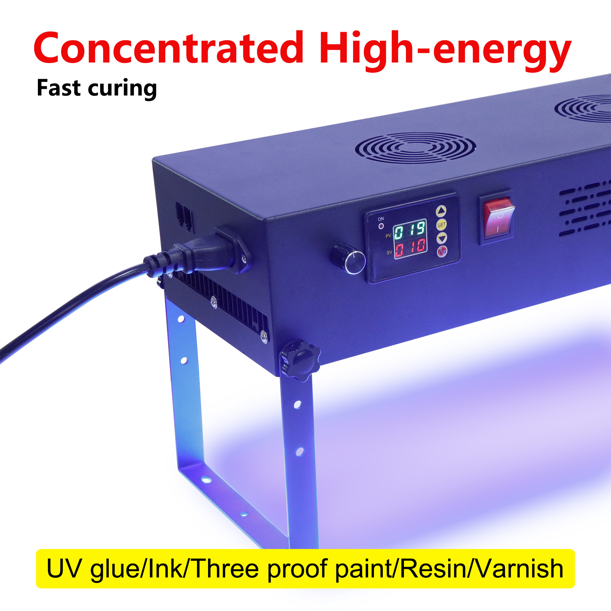 Home Commercial UV LED Curing Lamp Machine Ink Screen Printing Adhesive Air Cooled Dimming Timer 365nm UV Curing Light