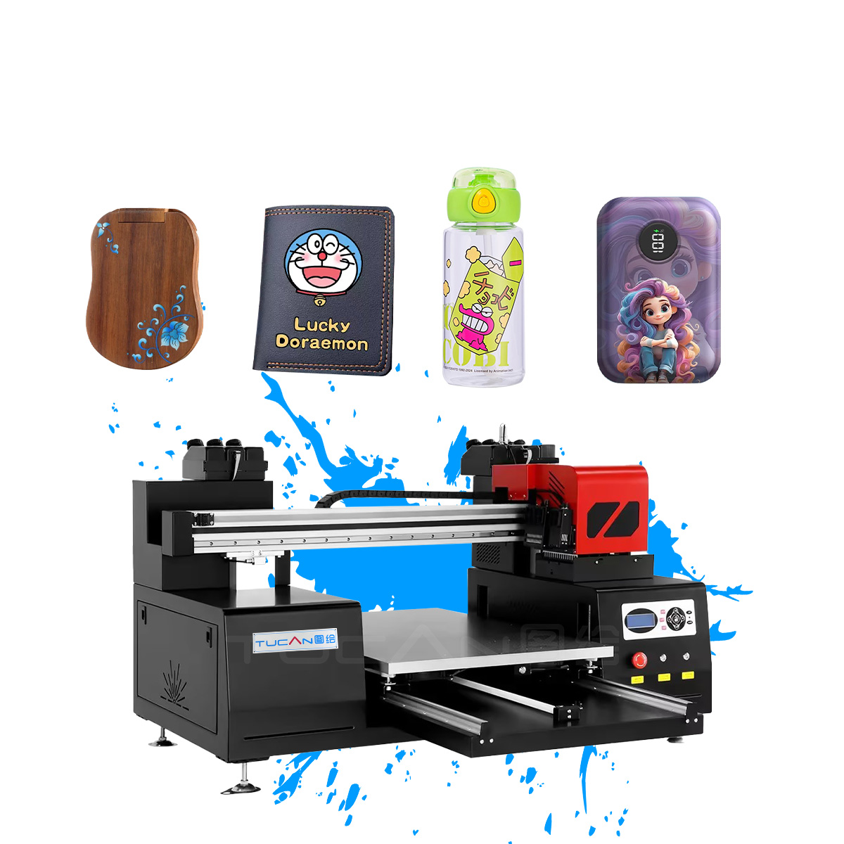 6090 A1 Format XP600 Led Lamp Flatbed Printing Machine Phone Case Acrylic Metal Stone Ceramic Glass Bottle Varnish UV Printer