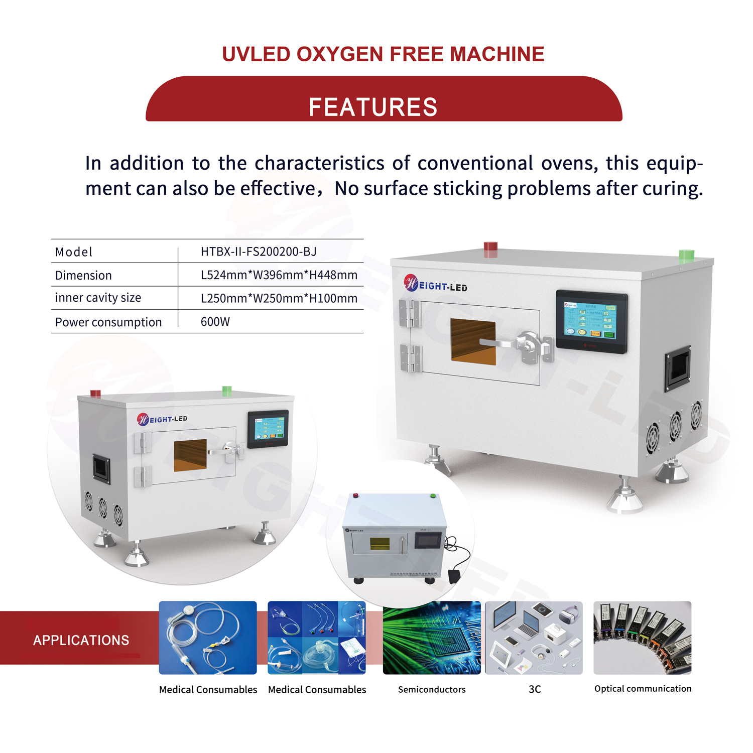 High-Efficient UV LED Curing Box with PLC and Motor Factory's Independent R&amp;D Special UV Curing Oven for Laser Semiconductors
