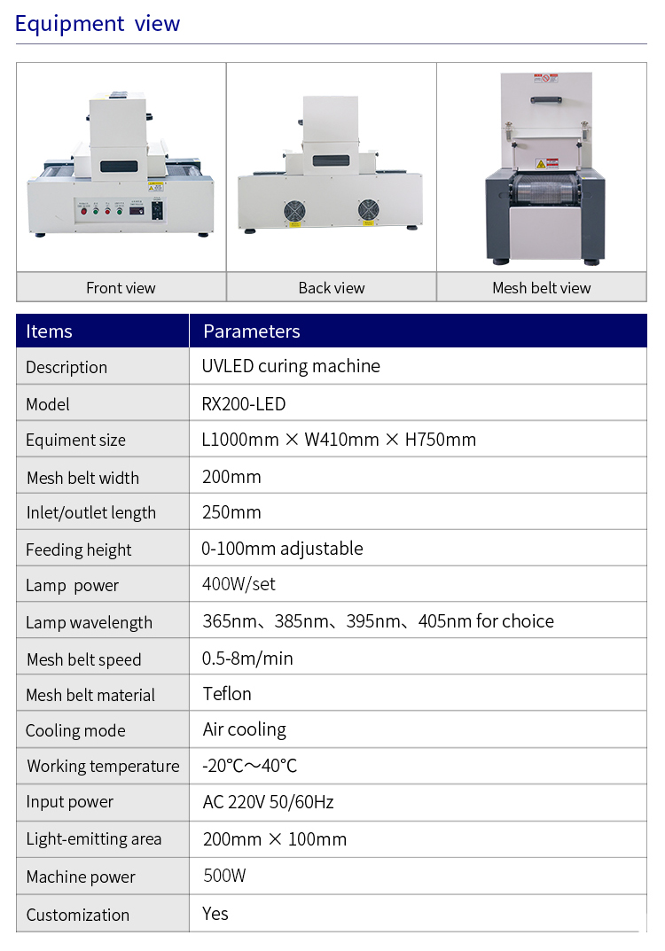 UV LED Curing Machine Dimensions