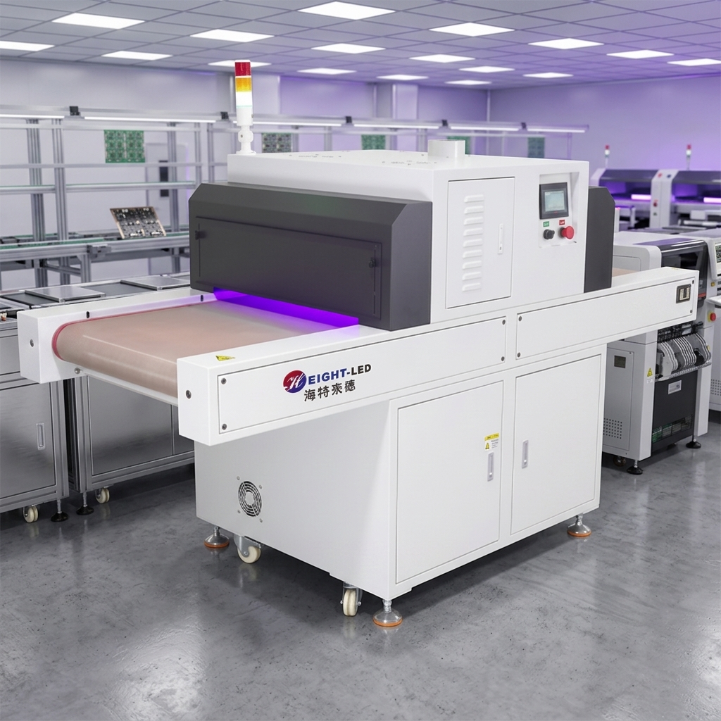 Inline UV LED Conveyor Curing System for PCB PCBA Adhesive and Conformal Coating Production Line Applications