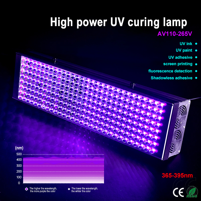 High Power Portable UV Lamp Curing Machine Ink Coating Shadowless Adhesive Screen Printing 200W Air Cooled UV395 LED Curing
