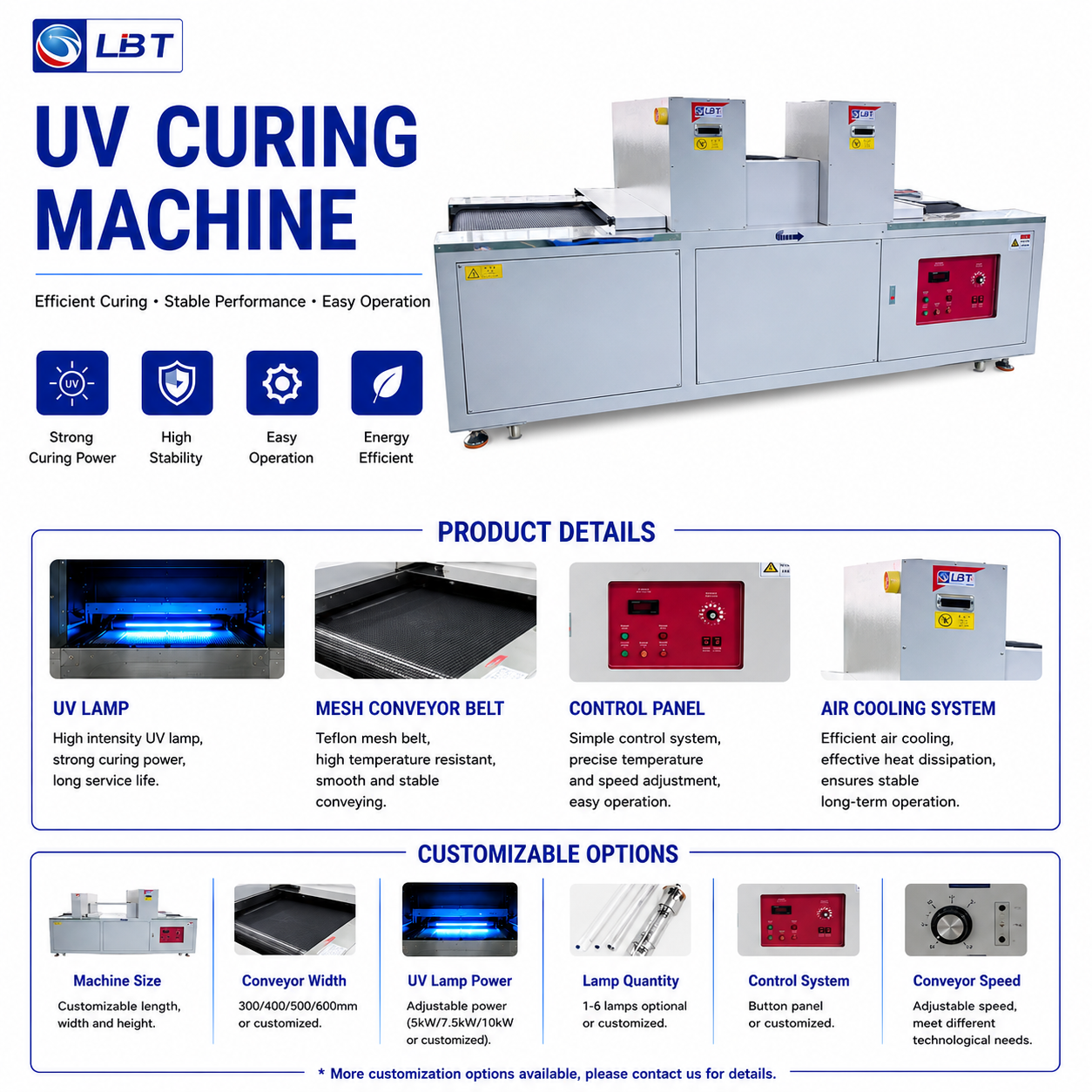 Conveyor Type LED UV Curing Machine Industrial UV Dryer for Ink Paint Adhesive PCB Printing Curing