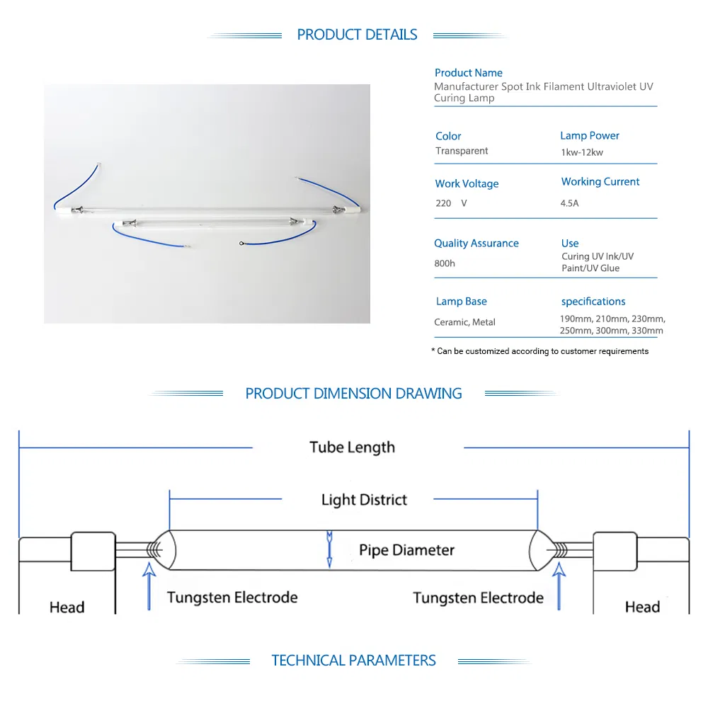 Manufacturer Spot Ink Filament Ultraviolet UV Curing Lamp