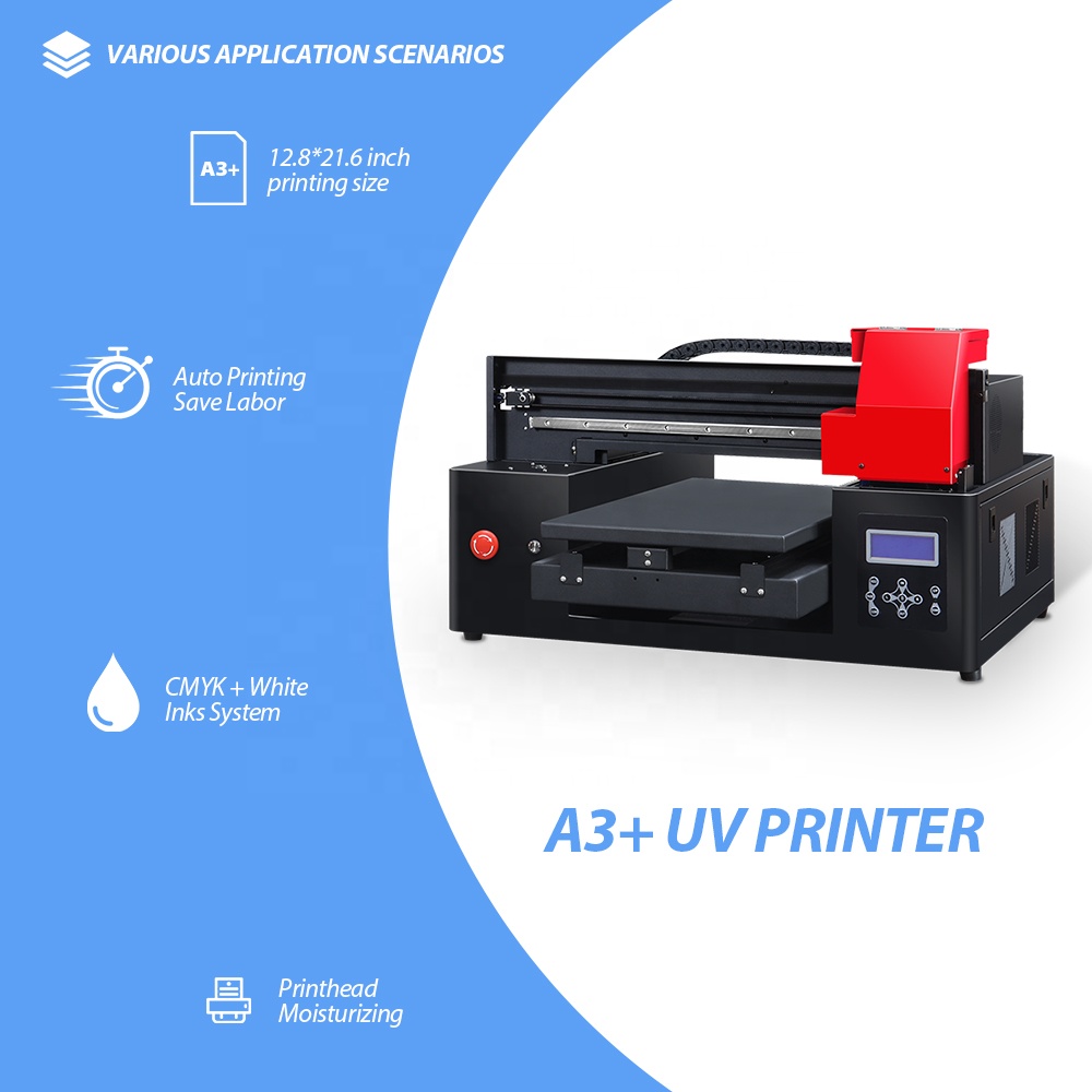 Refinecolor Small A3 Size 6 Color UV Flatbed Printer Phone Case Printer Golf Balls Metal Pen Leather Acrylic Printing Machine