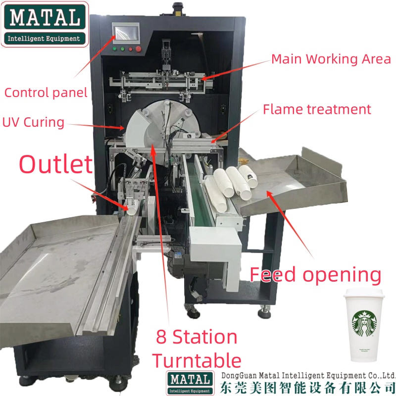 8-Station Milk Tea Cup Screen Printing Machine