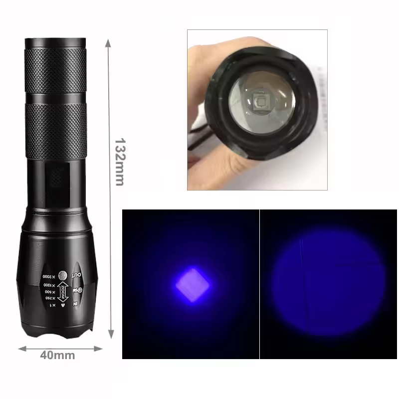 Powerful Zoom UV Flashlight angle view
