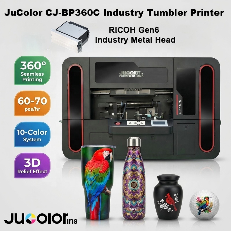 2026 New High Precision Ricoh Gen6 High Droplet 360 Seamless Cylinder UV Printer For Tapered Bottle And Tumbler