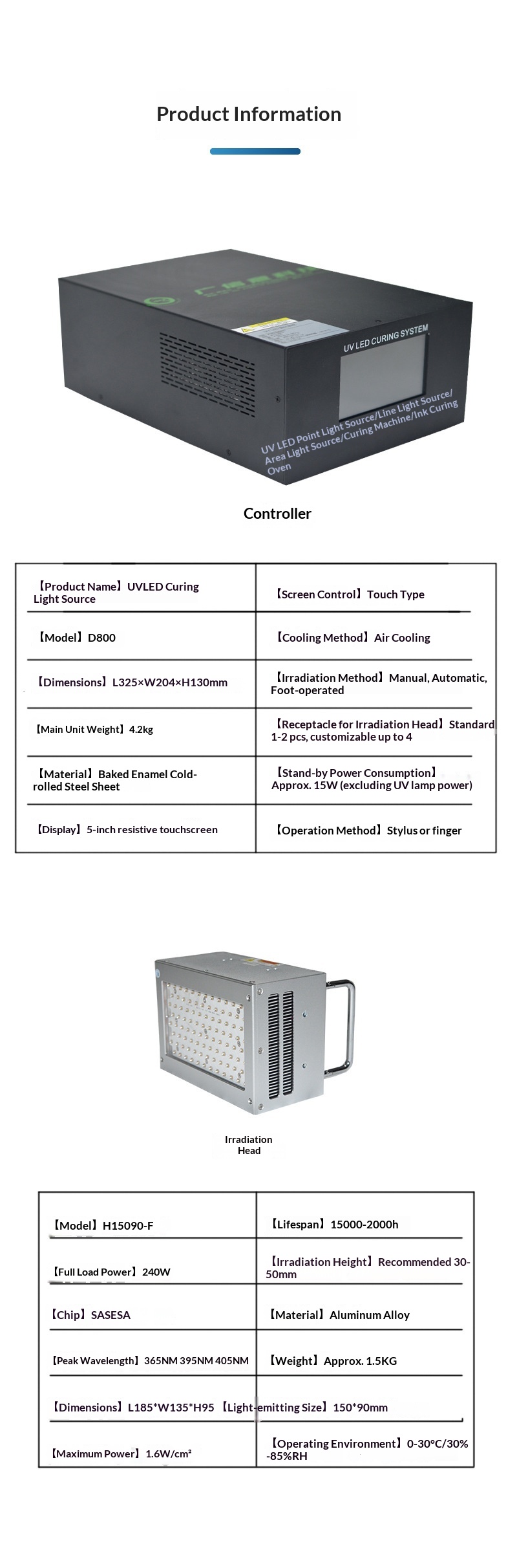UV LED Area Curing Source for Precision Electronics &amp; Semiconductor Assembly , Adhesive Dispensing Curing System