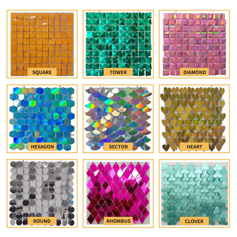 China Exporter Paneles Fondo Pared Negros Brillantes Con Lentejuelas Cuadradas for Event