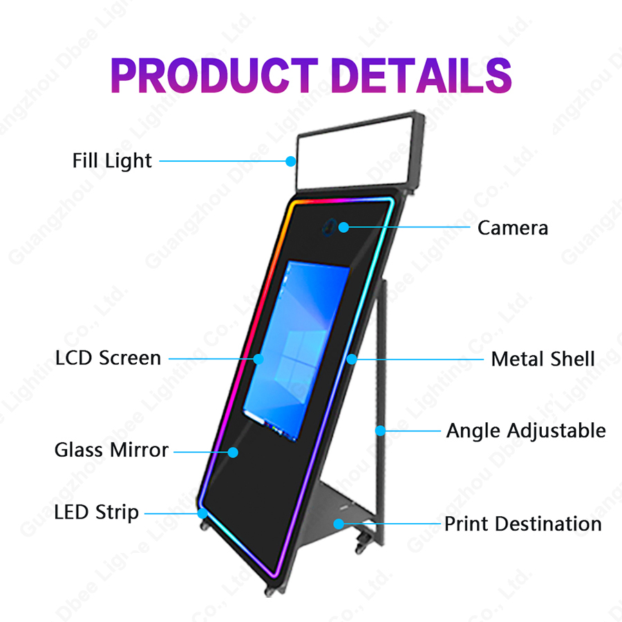 70 Inch Magic Interactive Selfie Photo Mirror Booth Machine Events Party Wedding