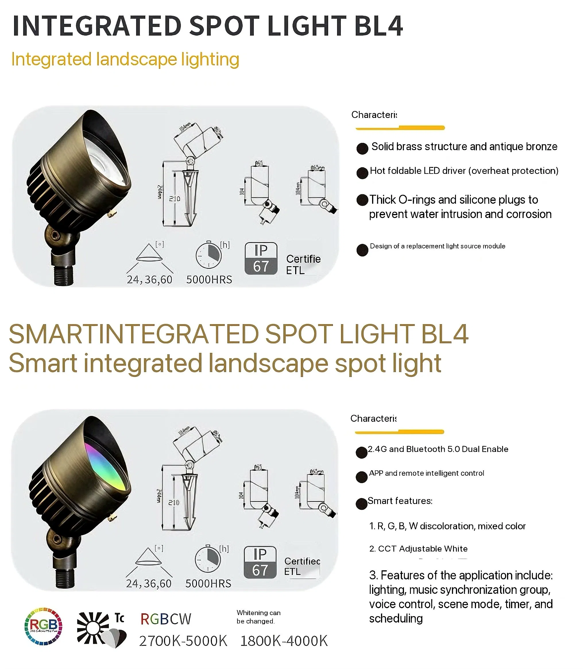 Low Voltage Brass Lighting Outdoor Waterproof Copper Landscape Lighting Brass Garden Light with Spike