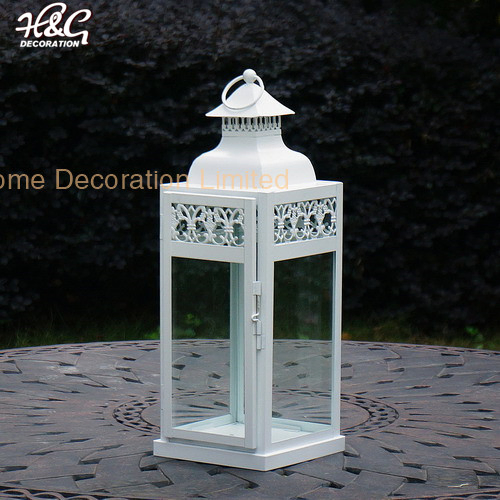 White Home Decorative Metal Candle Lantern