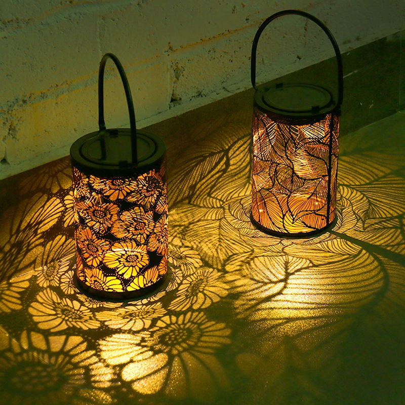 Wholesale Price Solar Garden Patio Lights Outdoor Waterproof Iron Hollowing Decorative Lanterns