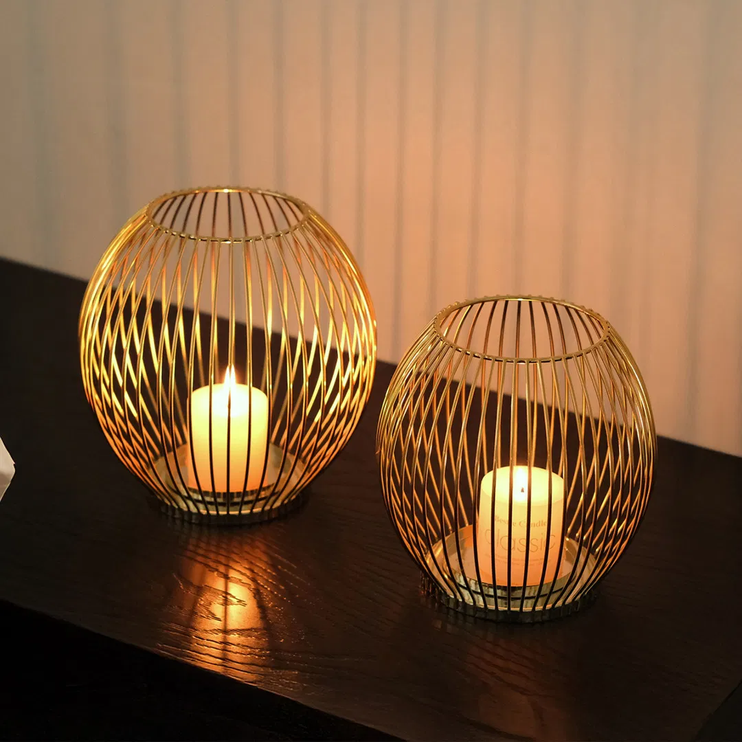 Wholesale Metal Crafts for Table Decorative Iron Lantern Candle Holder