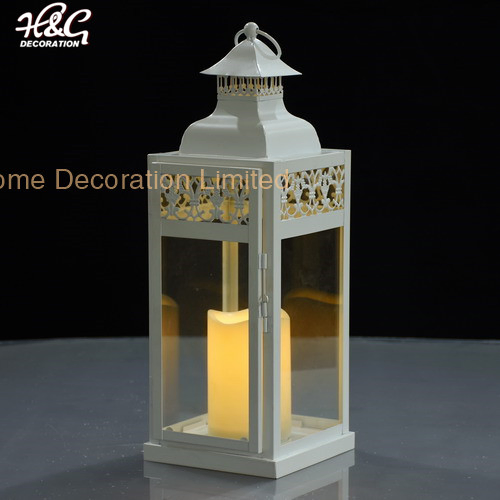 White Home Decorative Metal Candle Lantern