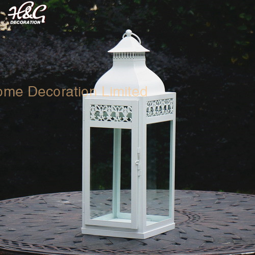 White Home Decorative Metal Candle Lantern