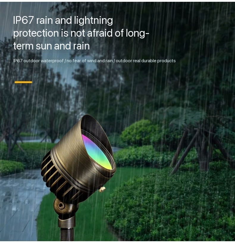 Low Voltage Brass Lighting Outdoor Waterproof Copper Landscape Lighting Brass Garden Light with Spike